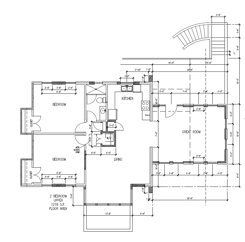 Floor plan for 2 beds, 2 baths, 1000 sqft